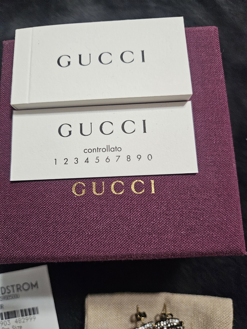 Gucci Crystal GG Drop Earrings in Gold and Clear - Picture 4 of 5